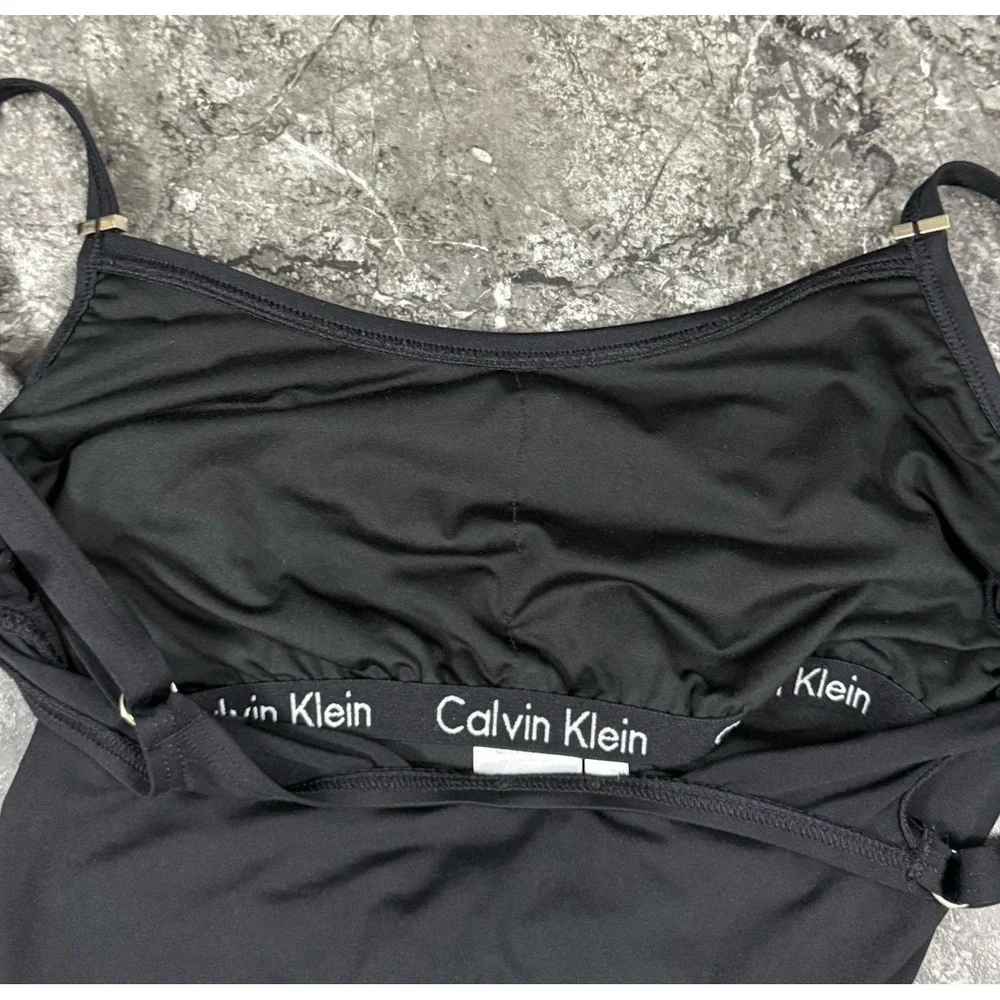 Calvin Klein One Piece Swimsuit Size 14 Bronze Side Pleats Full Coverage - Picture 10 of 12